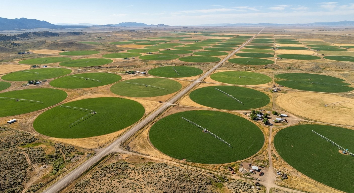 Agricultural fields beside a rural highway